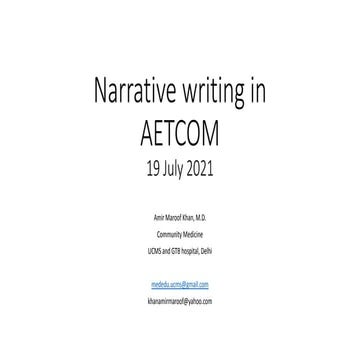 Narrative writing  in AETCOM by Dr Amir Maroof Khan