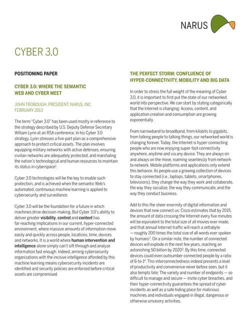 Narus Cyber 3.0 Position Paper