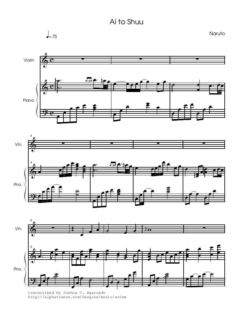 naruto ai to shuu naruto sheet music