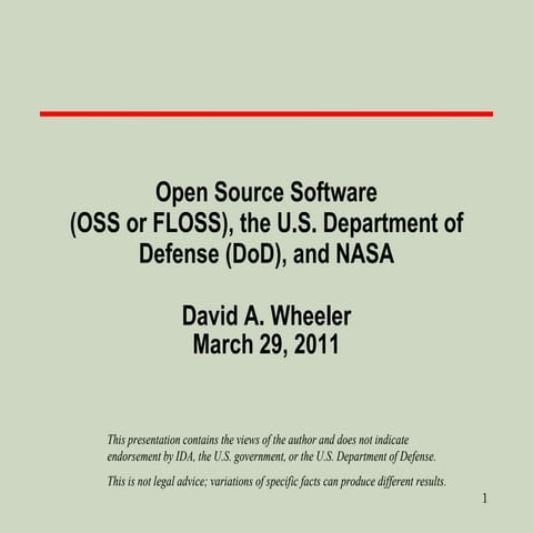 2011 NASA Open Source Summit - David Wheeler