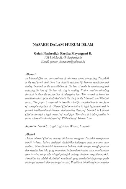 Nasakh Dalam Hukum Islam