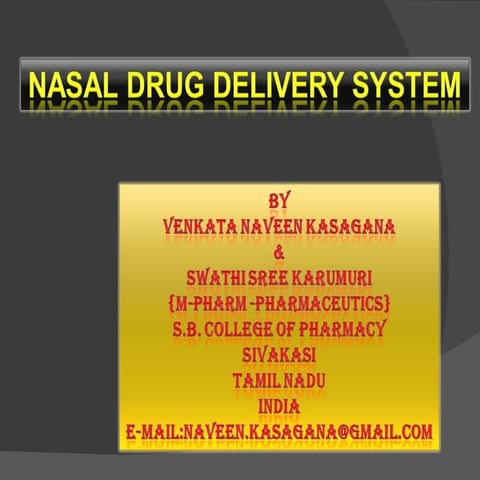 Nasal drug delivery