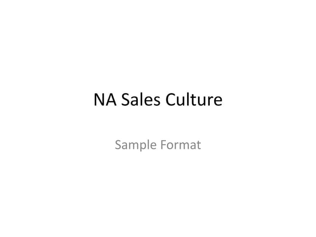 NA Sales Culture