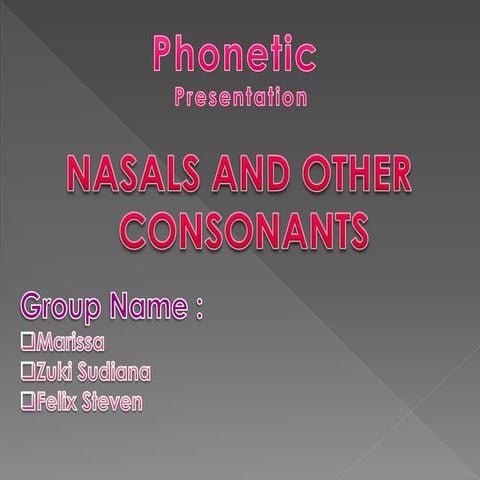 Nasals and other consonants group 1 marissa & zuki
