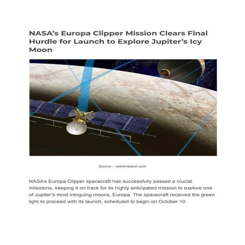 NASA’s Europa Clipper Mission Set to Unveil Secrets of Jupiter’s Frozen Moon ...