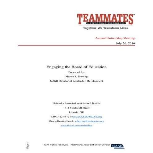 How to engage your board of Education