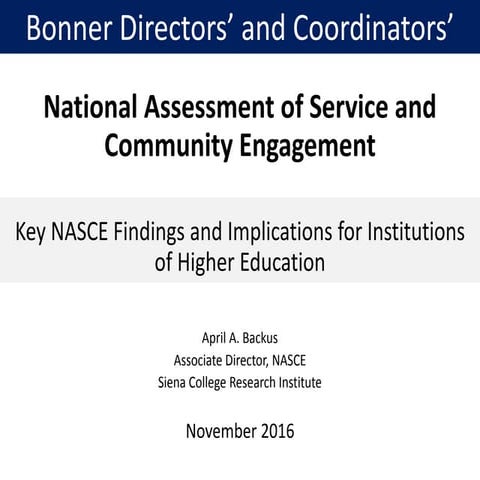 Bonner Directors 2016 - National Assessment of Service and Community Engagement