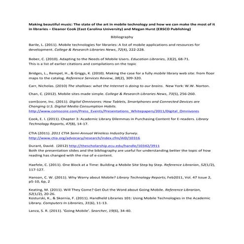 Bibliography: The State of the Art in Mobile and How to Make the Most of it i...