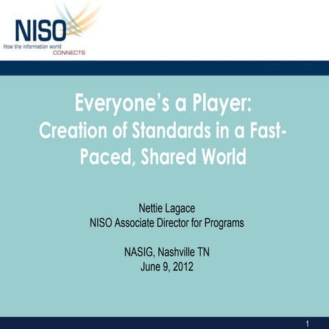 Everyone's a player: Creation of standards in a fast-paced shared world
