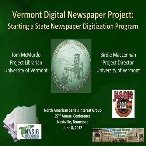 VTDNP: Starting a State Newspaper Digitization Program