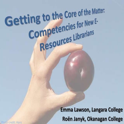 Getting to the Core of the Matter: Competencies for New E-Resources Librarians