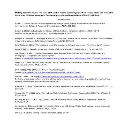 Nasig making beautiful music bibliography2012