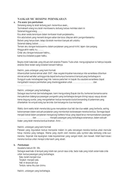 Naskah Mc Resepsi Pernikahan