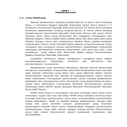 RPJMDES DESA KUTA TAHUN  2016-2021