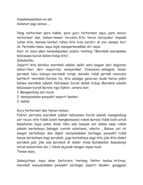 Pidato Bahasa Indonesia Bahaya Merokok Tentang Kesehatan 2 Riset