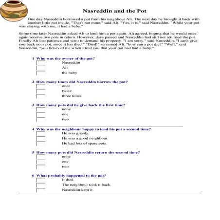 Nasreddin and the pot