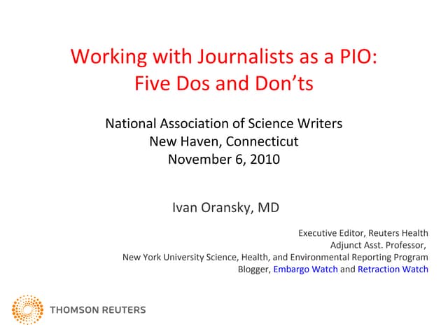Working with Journalists as a PIO: Five Do's and Don't's