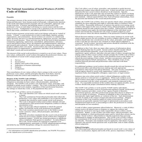 Nasw Code Of Ethics | PDF