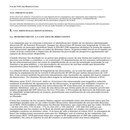 Implementación de NAT/PAT en routers Cisco | PPTX