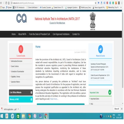 Nata 2017 complete details 