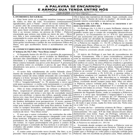 Comentário: Natal dia 25 - Anos A, B e C