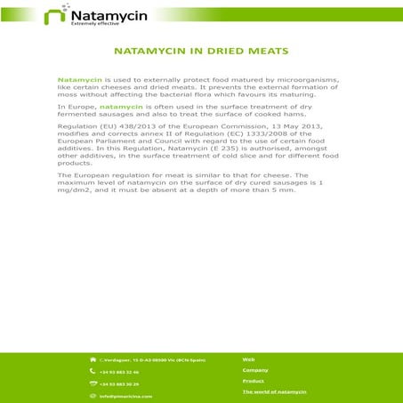 Natamycin in dried meats | PDF