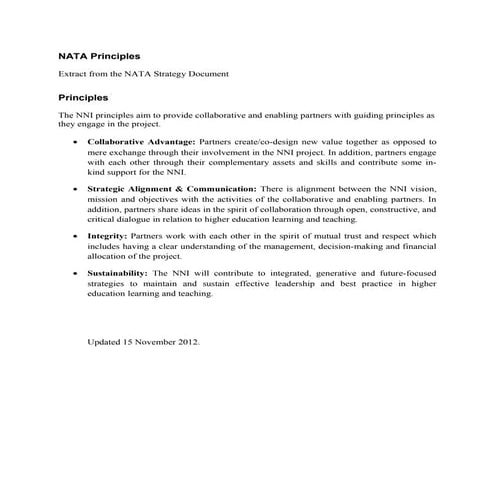 NATA Principles of Engagement