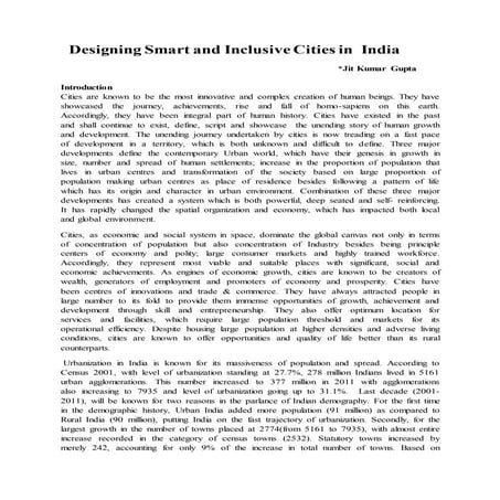 Designing for smart  and Inclusive Cities in india