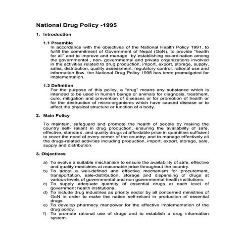 National drug-policy of Nepal