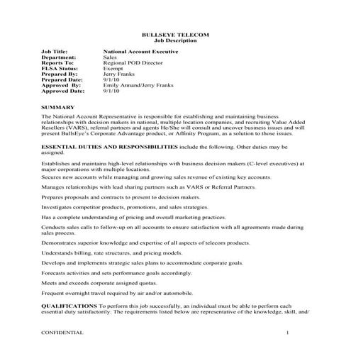 Sample sales representative job description | PDF