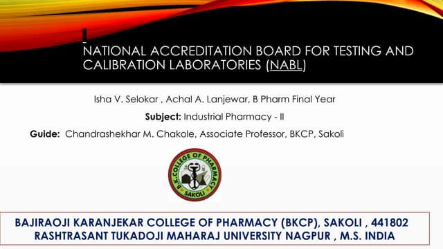 National Accreditation Board For Testing and Calibration Laboratories (NABL)....