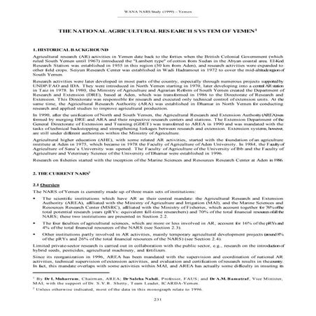 National agricultural research system of yemen