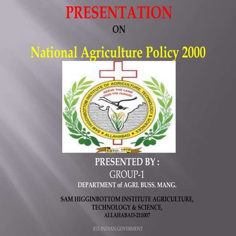 National agriculture policy 2000 by Mj ABM