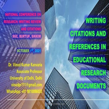 Writing Citations and References in Educational Research Documents, 1st Octob...