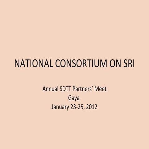 National consortium on sri (ncs)