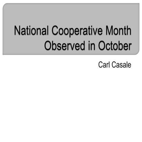 National Cooperative Month Observed in October