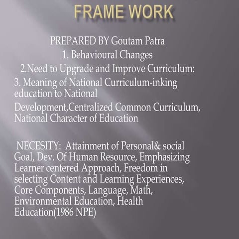 National curriculum frame work