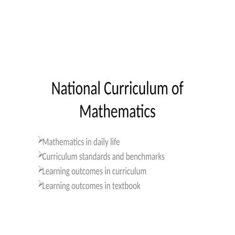 National Curriculum of Mathematics. for schools pptx