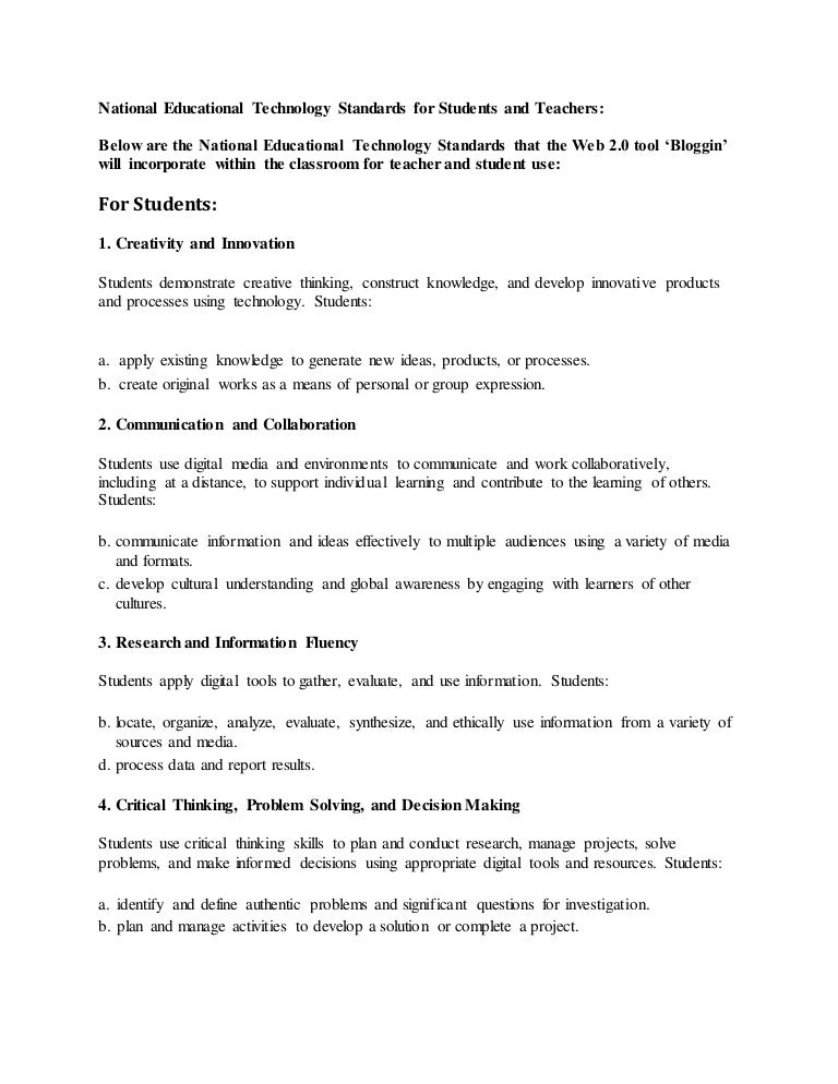 National educational technology standards for students and teachers w…