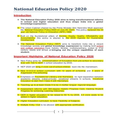 National education policy