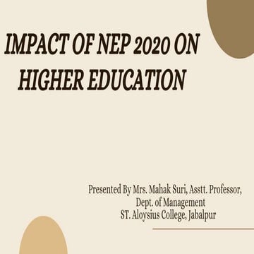 National Education Policy (NEP) 2020 Higher Education | PDF