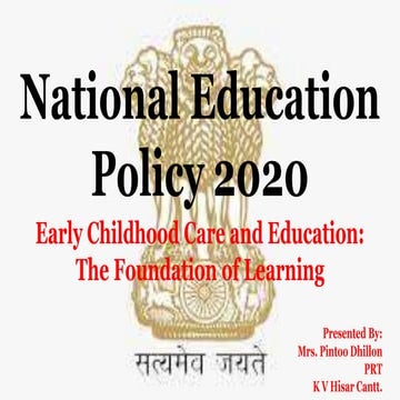 National education policy 2020 Early childhood care and education | PPTX