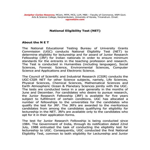 National Eligibility Test