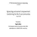 National Experiences - Agroecology and women’s empowerment: transforming the life of rural communities