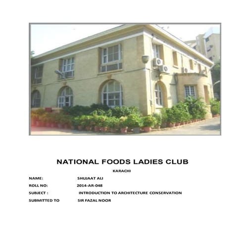 National foods ladies club restoration and preservation