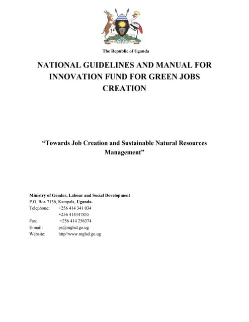 National guidelines and manual for innovation fund for green jobs creation 