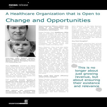 A Healthcare Organization that is Open to Change and Opportunities - Intervie...