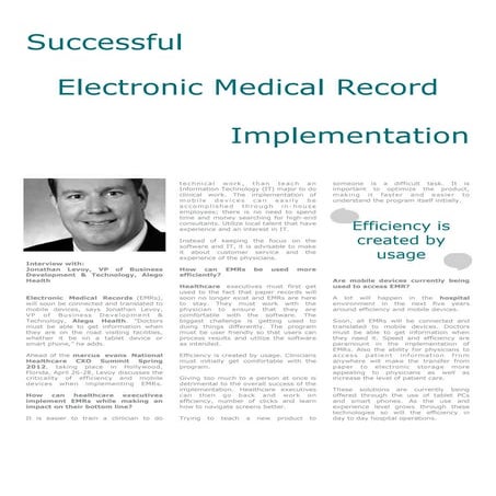 Successful Electronic Medical Record Implementation - Jonathan Levoy, Alego H...