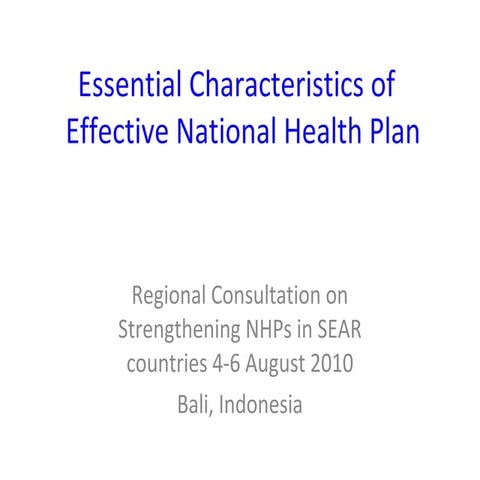 National health planning assessment framework
