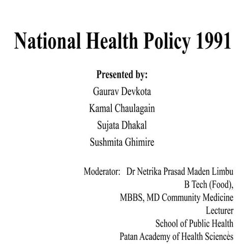 National health policy 1991